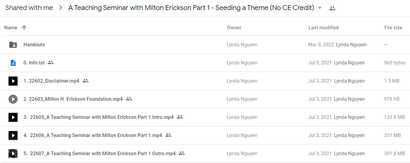 A Teaching Seminar with Milton Erickson Part 1 - Seeding a Theme (No CE Credit)2